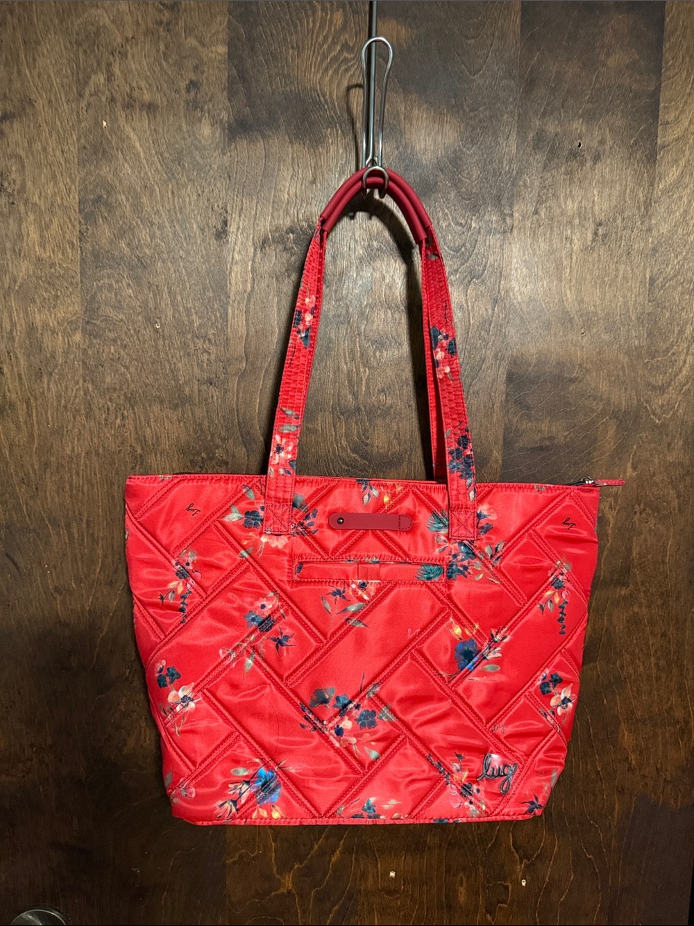 lug Red Quilted Floral Tote